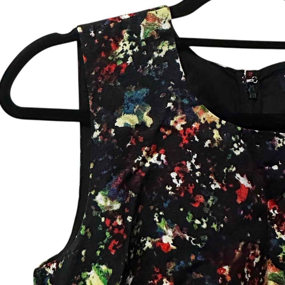 GAP Black Confetti Floral‎ Fit & Flare Dress Women's 8 Sleeveless Party Cocktail - Picture 2 of 9